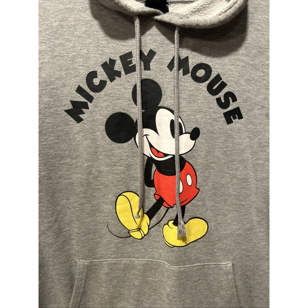 Mickey Mouse Hoodie Adult M Grey Disney Classic Graphic Pullover Sweatshirt Top - Picture 2 of 4